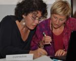 Archivio di Stato di Milano, 12 ottobre: da sinistra Benedetta Tobagi e Maria Pia Bortolotti, archivista dell'Archivio di Stato di Milano.